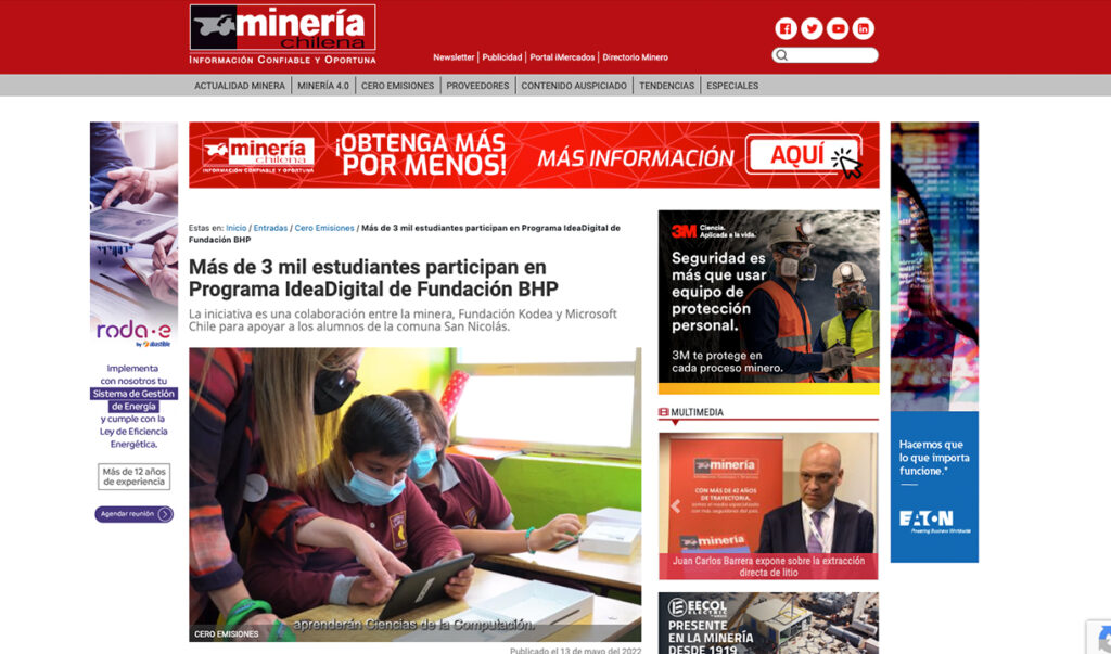 Más de 3 mil estudiantes participan en Programa IdeaDigital de Fundación BHP