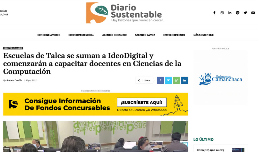 Escuelas de Talca se suman a IdeoDigital y comenzarán a capacitar docentes en Ciencias de la Computación